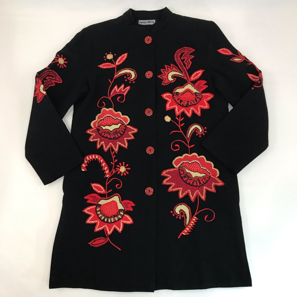 Indigo Moon Embroidered Floral Jacket XS
